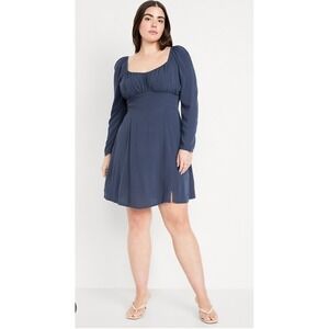 Old Navy Fit and Flare Mini‎ Dress Dainty Date Night Volcanic Glass Blue M NWT